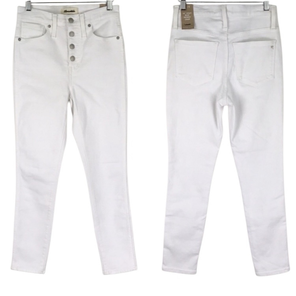 MADEWELL 10" High Rise Skinny Crop Jeans White NWT